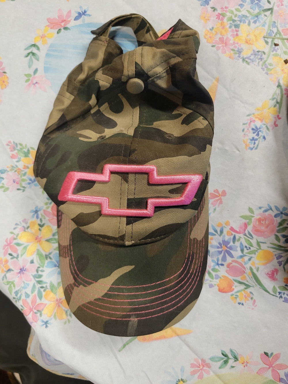 Camo Baseball Hat with Pink Logo - Women